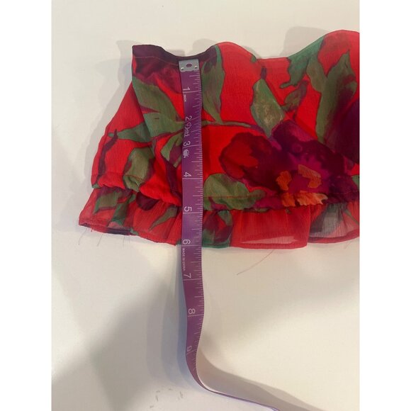 Red & Floral Sheer Ruffle Tube Top By Nasty Gal - Picture 3 of 7